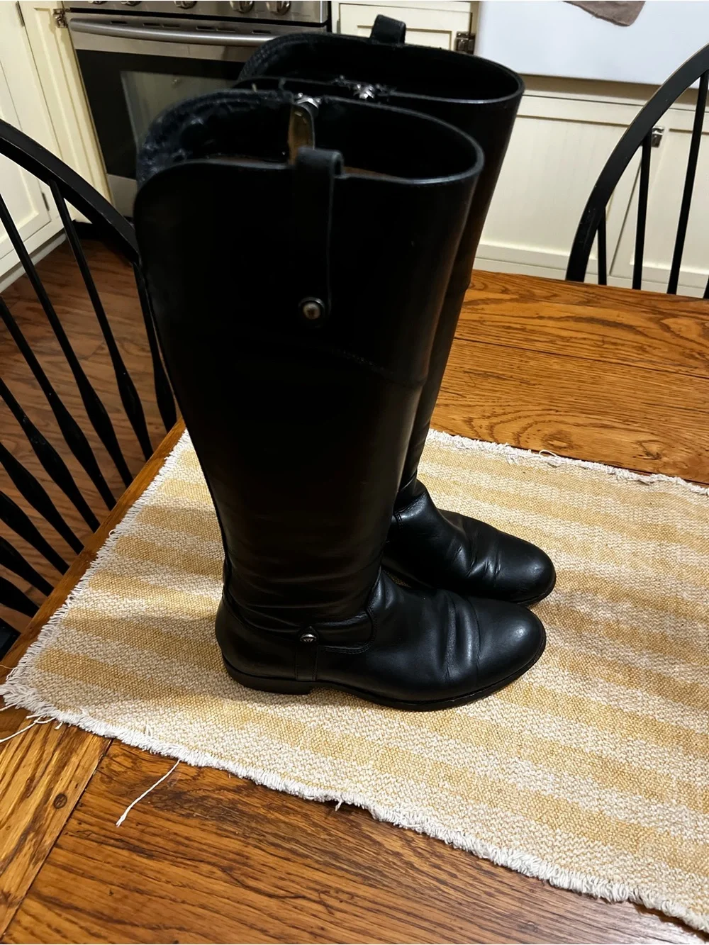 Frye Black Leather Over-the-Knee Riding Boots